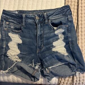 American Eagle Distressed Blue Denim Shorts